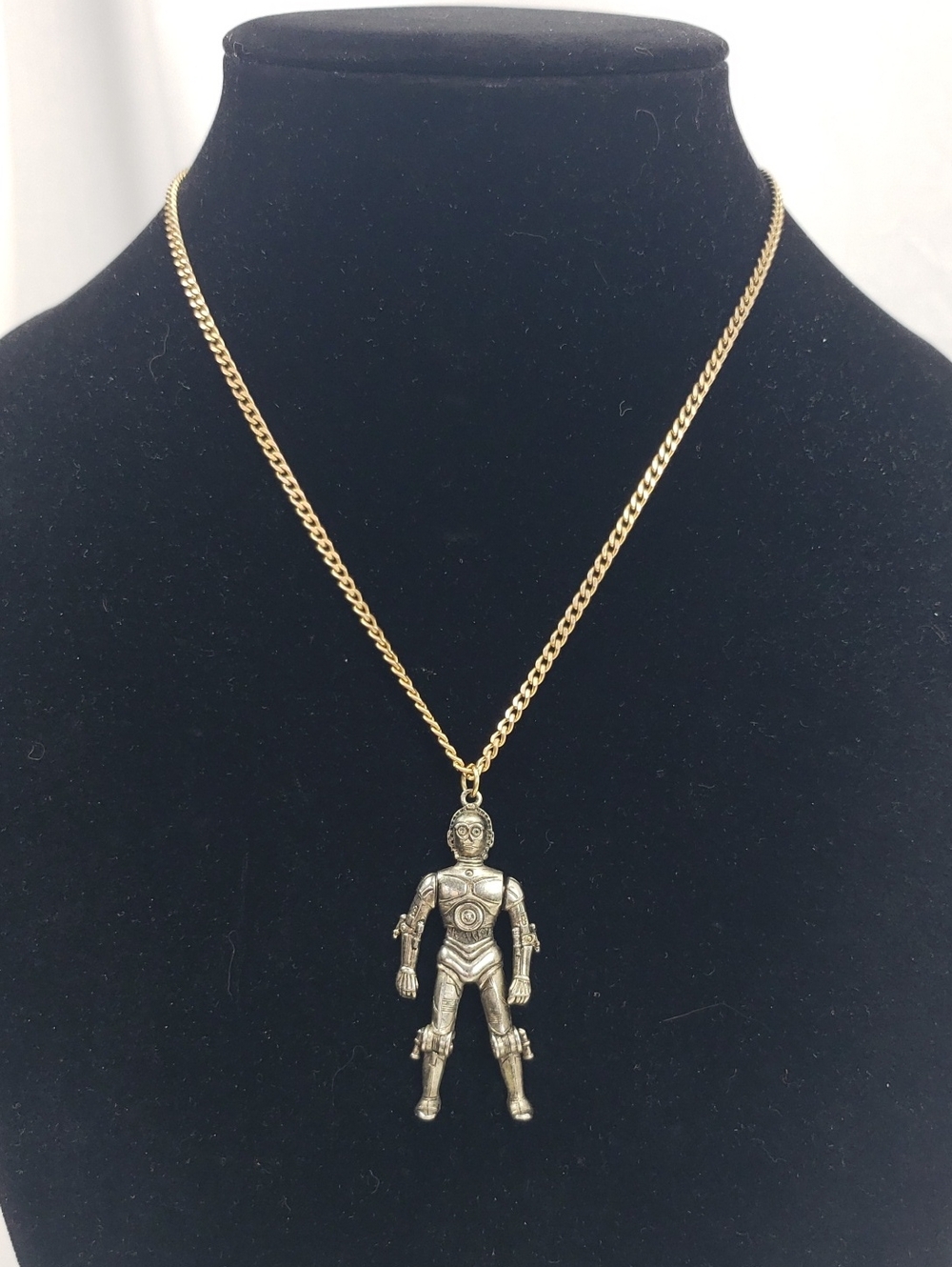 Vintage 1977 Star Wars C-3PO Silver Tone Necklace Pendant
